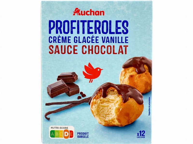 Profiteroles Auchan Recheio Gelado De Baunilha E Molho Chocolate 12Un 280 g