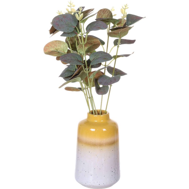 Planta Artificial Com Jarra Degradê 8,5X33Cm Amarela Kasa