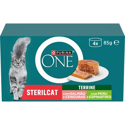 Comida Húmida Para Gato Esterilizado Mix Peru E Salmão Purina One 0.34Kg