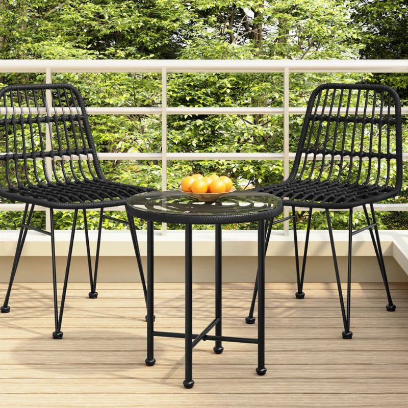 Hkh Mesa De Jantar Ã˜50 Cm Â Vidro Temperado E Aço - Preto