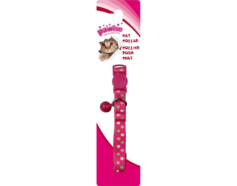 Coleira Para Gato Pawise Polka Rosa