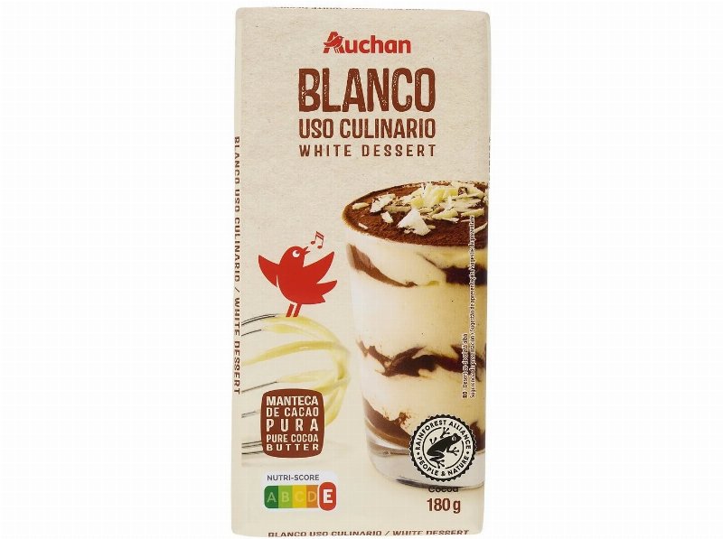 Chocolate Auchan Branco Culinária 180 g