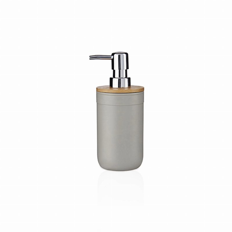 Dispensador Sabonete Líquido Cinza Com Bambu 350 ml
