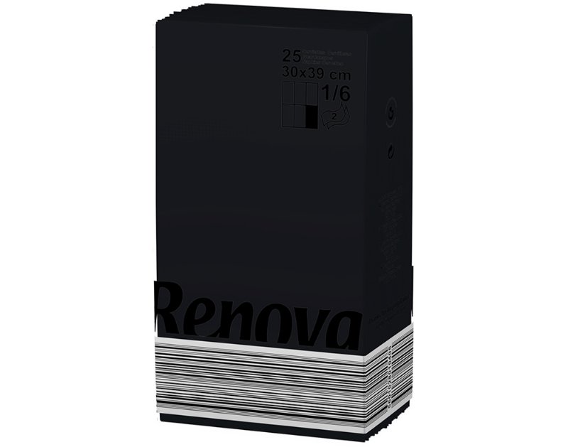 Guardanapos Dobrados Folha Dupla Renova Preto 30X39Cm Pack 25 Unidades