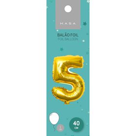 Balão Foil 40 Cm Nº5 Dourado Kasa