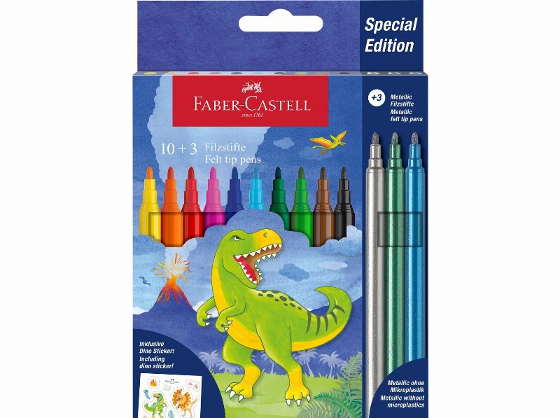 Marcadores Colorir Faber-Castell Dino 10+3 Unidades