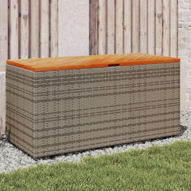 Hkh Caixa Arrumação Jardim Vime Pe/Acácia Maciça Cinza - Cinzento