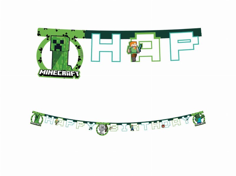 Grinalda Minecraft Papel Happy Birthday