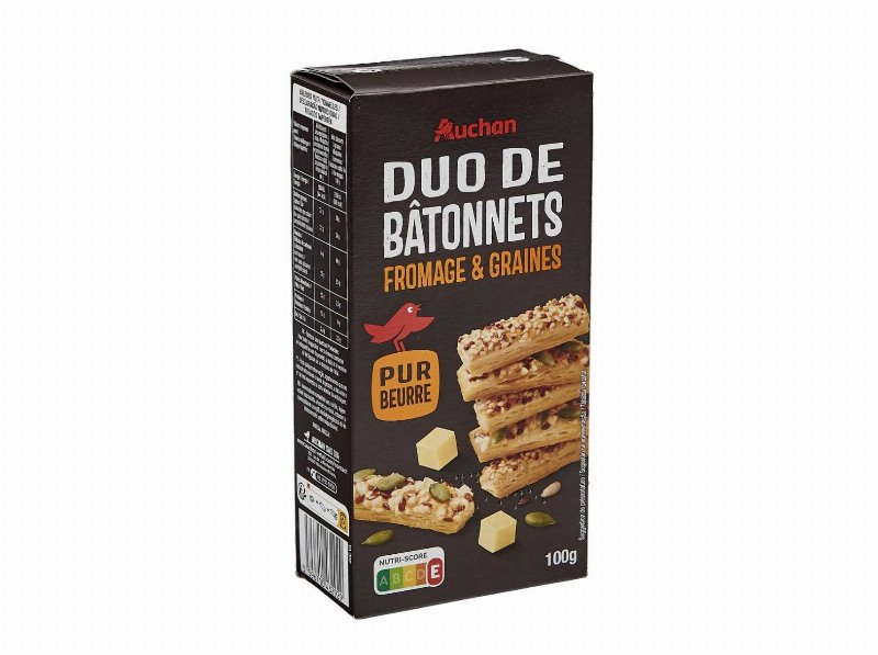 Mini Palitos Manteiga Auchan Com Queijo E Sementes 100 g