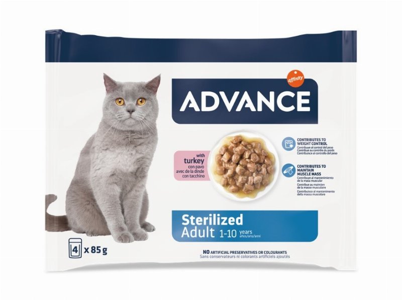 Comida Húmida Gato Advance Esterilizado Peru 4X85 g