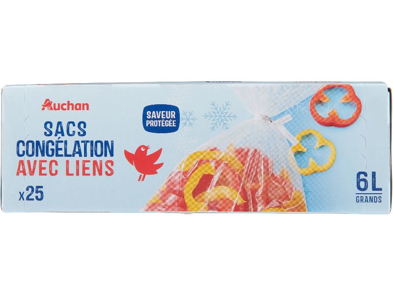 Sacos De Congelação Auchan C/Atilho Grandes 6 l 25Un