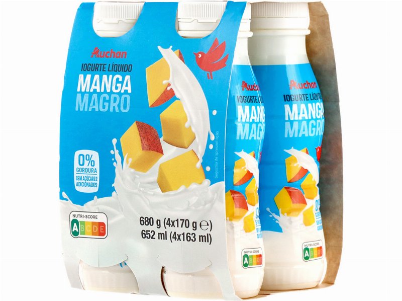 Iogurte Auchan Líquido Magro Manga 4X170 g
