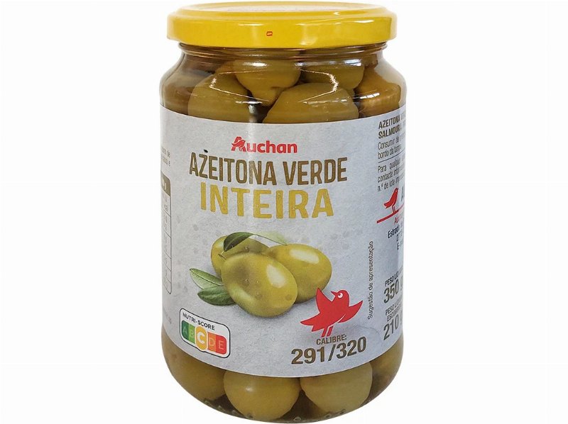Azeitona Verde Auchan Inteira Manzanilha 350(210)G