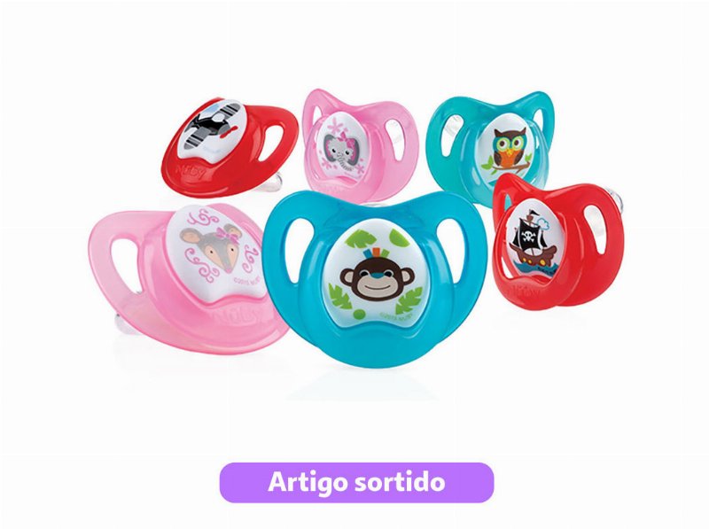 Chupetas Ortodôntica Nuby Em Silicone 6-36 Meses Pack 2 Unidades