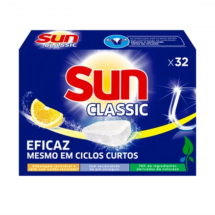 Pastilhas Para Máquina Loiça Classic Limão Sun 32Un