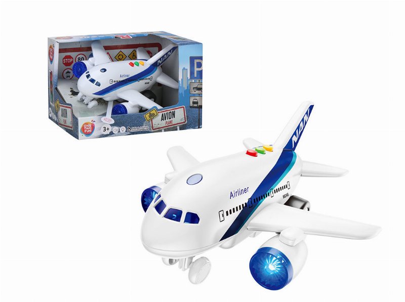 Avião One Two Fun Com Luz E Som 20X19X11Cm