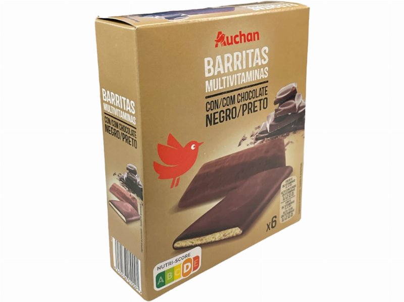 Barritas Auchan Multivitaminas Chocolate Preto 6Un 120 g
