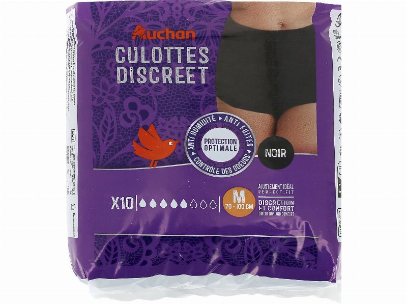 Cuecas De Incontinência Auchan Discreet Tamanho M Preto 10Un