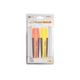Marcador Fluorescente De Tinta Laranja E Amarela Fegol 2 Un