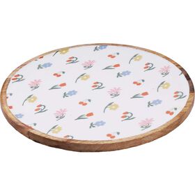 Tábua Redonda 38Cm Flores Cru Kasa