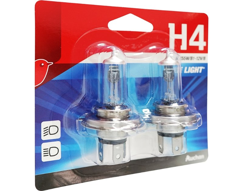 Lâmpada Auto Auchan H4 12V 60/55W Azul Pack 2 Unidades