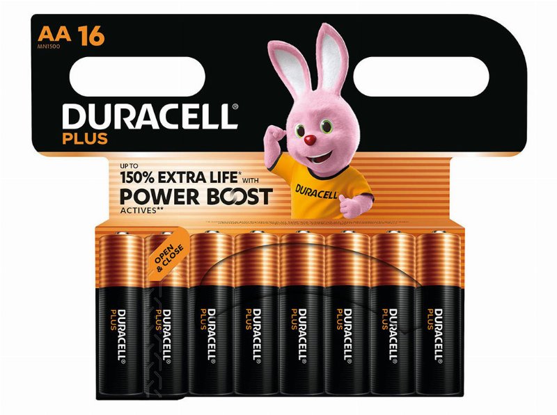 Conjunto De Pilhas Alcalina Duracell Plus Aa 16 Unidades