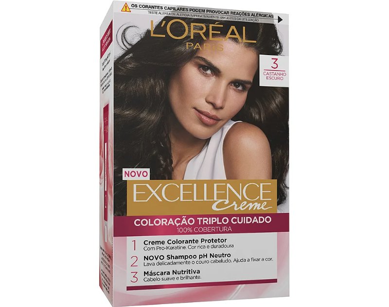Coloração Excellence Creme Longa Duração Nº3 Castanho Escuro Un