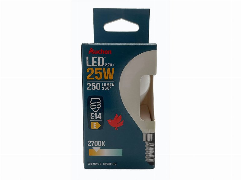 Lâmpada Led Esférica Auchan E14 25W Luz Amarela