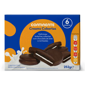 Bolachas De Cacau Cobertas Com Chocolate De Leite Continente 252 gr (6 Un)