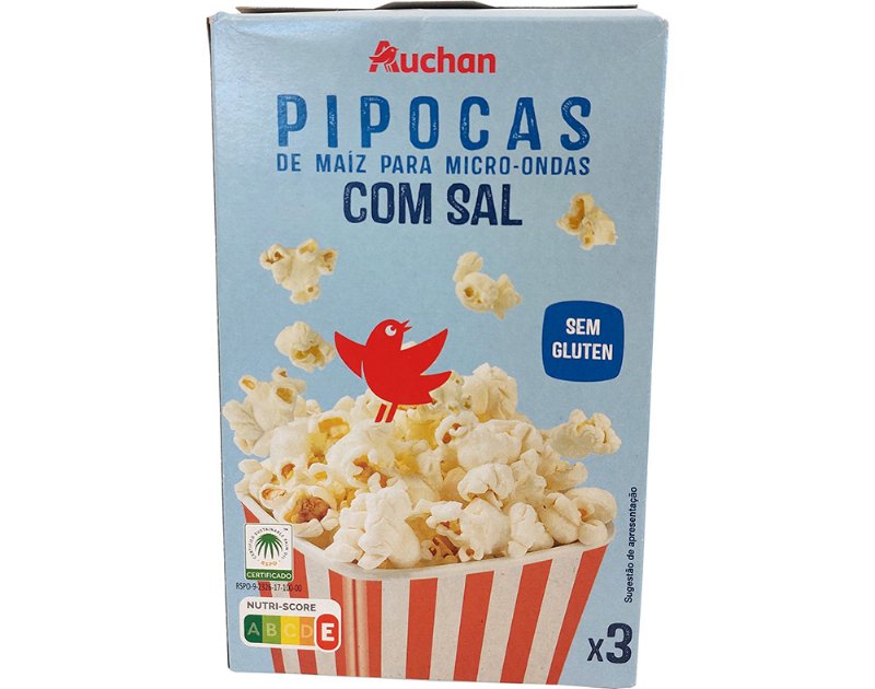 Pipocas Micro-Ondas Auchan Com Sal 270 g (3X90 g)