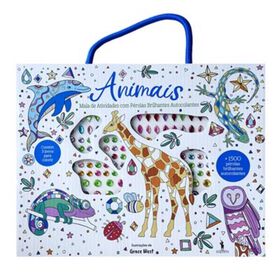 Animais - Mala De Atividades Com Pérolas Brilhantes Autocolantes