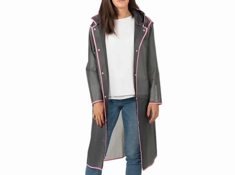 Impermeável Perletti Cinzento / Rosa Tamanho M - Altura 165/175Cm