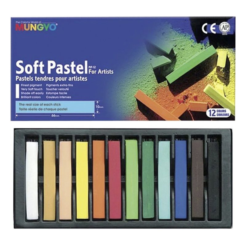 Pastel Seco Mungyo Cores Sortidas 12 Unidades