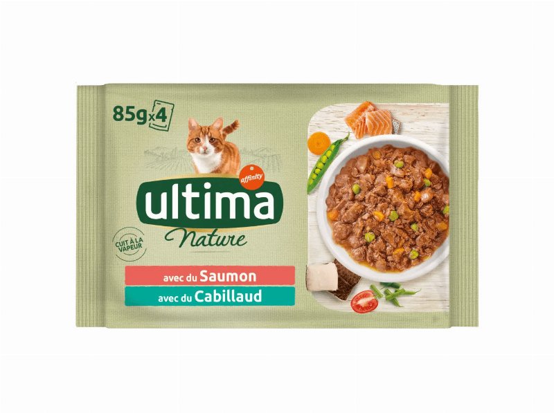 Comida Húmida Para Gato Ultima Nature Com Salmão E Truta 4X85 g