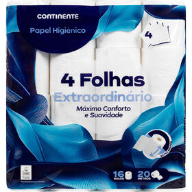 Papel Higiénico 4 Folhas Extraordinário Continente 16 Rolos