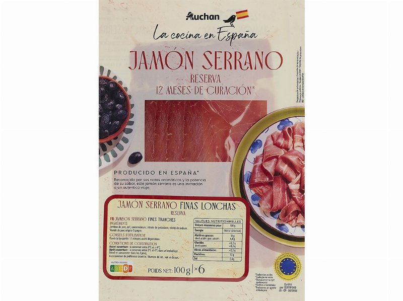 Presunto Serrano Auchan À Mesa Em Espanha Fatias 100 g