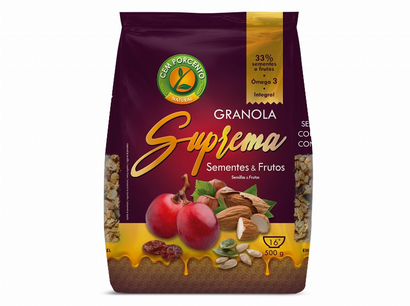 Granola Cem Porcento Suprema Sementes & Frutos 500 g