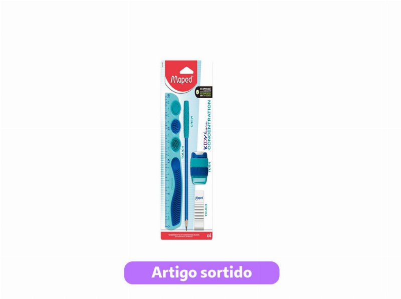 Kit Escolar Kidy Learn Maped Concentration 4 Peças Cores Sortidas