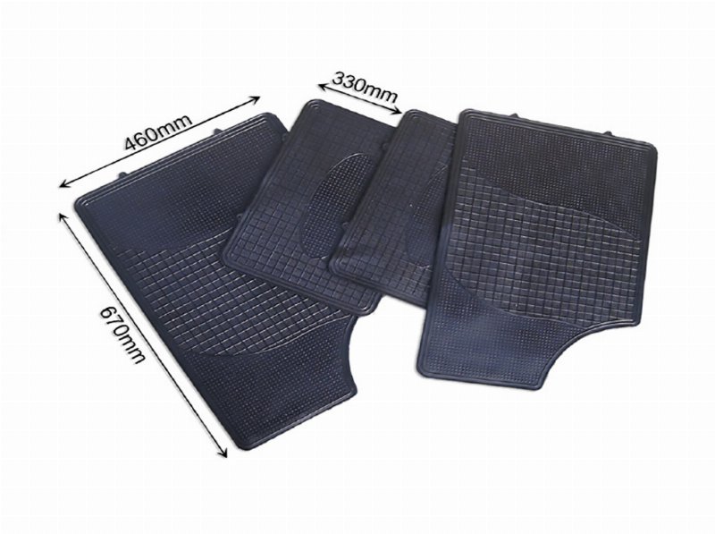 Conjunto De 4 Tapetes Borracha Reversíveis Jfo Preto 2X(67X46Cm) + 2X(46X33Cm)