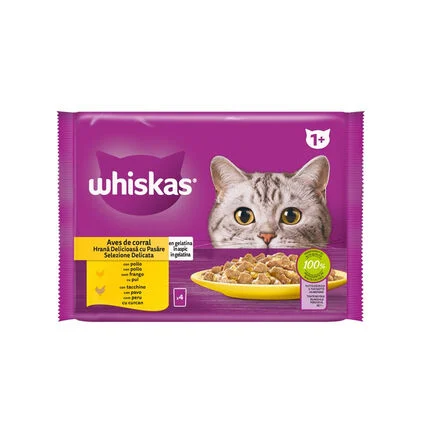 Comida Húmida Para Gato Adulto Com Frango E Peru Whiskas 0.34Kg