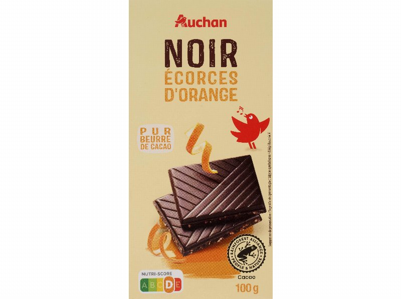 Chocolate Negro Auchan Com Laranja Cristalizada 100 g