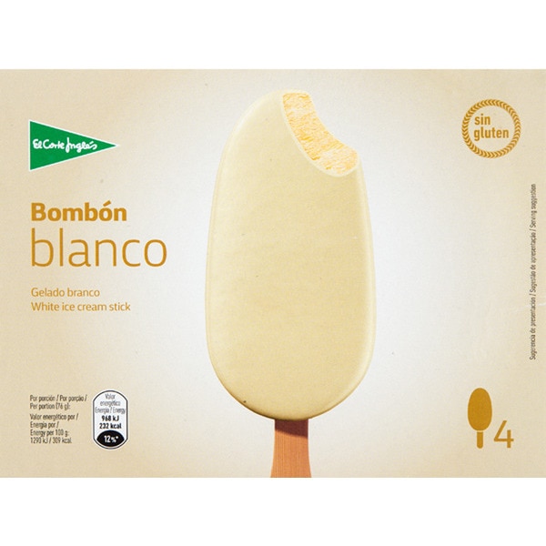 Gelado De Chocolate Branco Sem Glúten Pack 4 440 ml