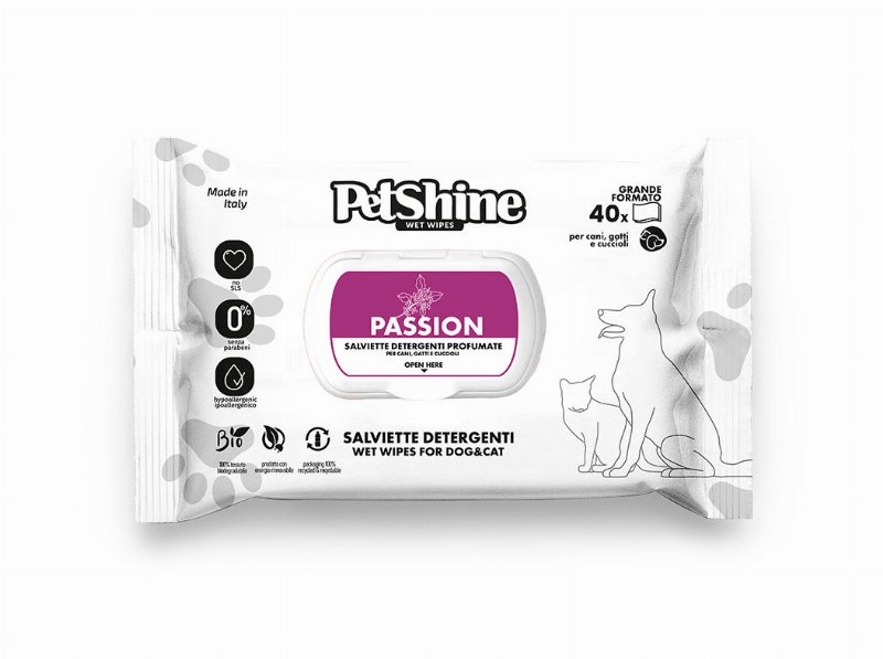 Toalhitas Para Cão Petshine Passion Pack 40 Unidades