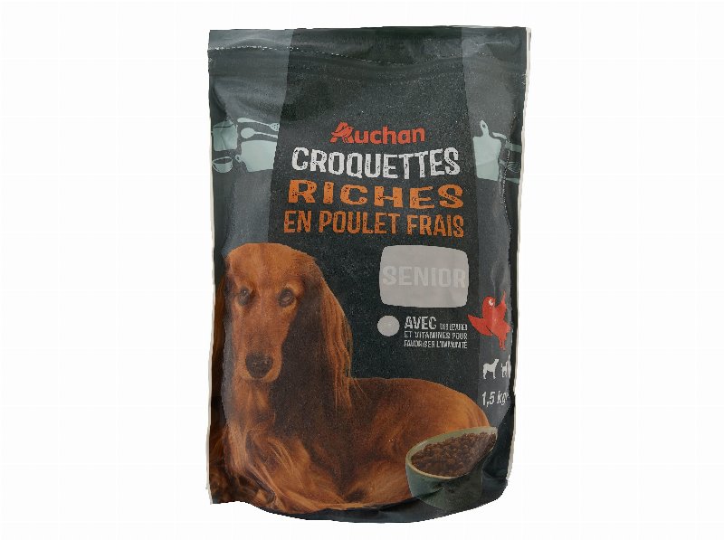 Ração Para Cão Sénior Auchan Raças Pequenas Rico Em Frango Fresco 1.5 kg