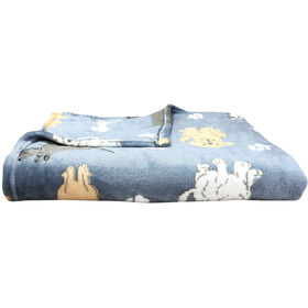 Manta Flanela Gato & Cão Azul Kasa
