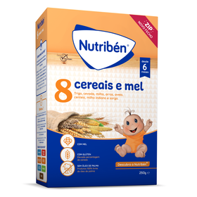 Papa Infantil Farinha Láctea 8 Cereais E Mel +6M Nutribén 250 gr