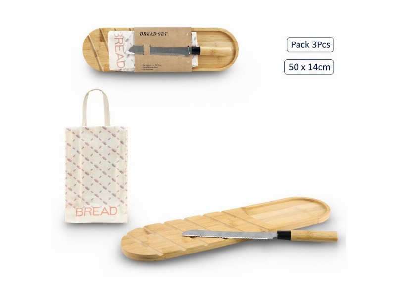 Conjunto 3 Peças Para Pão 50X14Cm