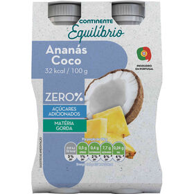 Iogurte Líquido Ananás E Coco Sem Açúcar Continente Equilíbrio 640 gr (4 Un)