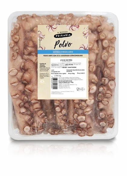Polvo Limpo Congelado 1,5 A 3Kgs Nossa Peixaria 2Kg
