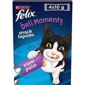 Snack Líquido Para Gato Adulto Deli Moments Pato Saquetas Purina Felix 4 X 10 g